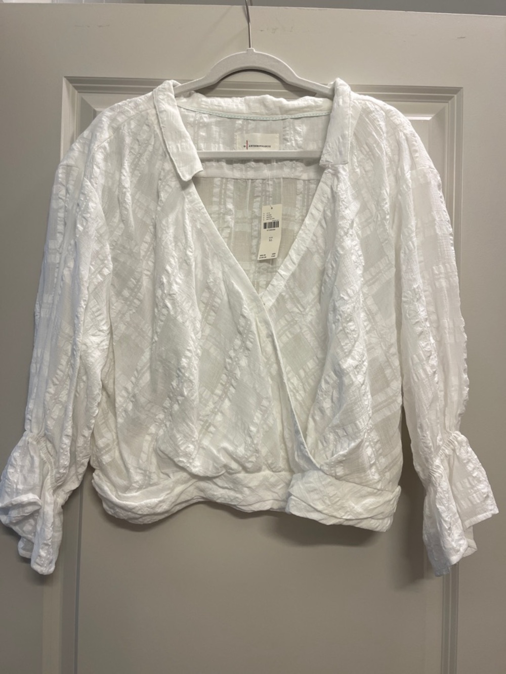 NWT Anthropologie Lightweight White Wrap Blouse
